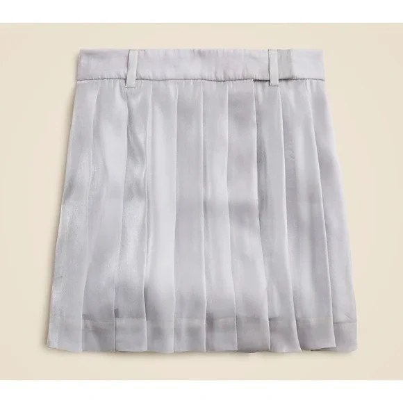 J. Crew Pleated Organza Mini Skirt Silver Metallic Lined - 4 - Picture 2 of 7